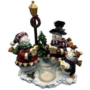 Christmas Snowman Family Candle Holder Figurine Christmas Decoration READ